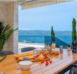 5 bedroom beachfront villa with heated pool near Omis, sleeps 9